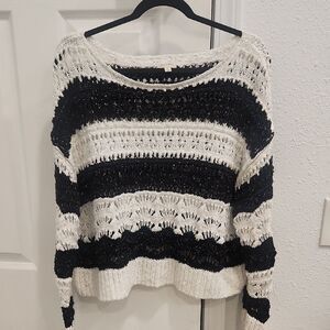 Black and White Striped Women's Sweater